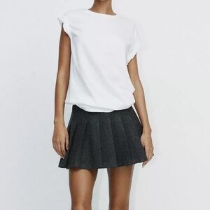 Grey Pleated Mini Skirt